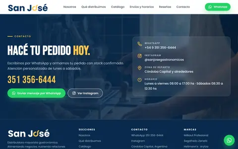 Contacto y pedidos de San José Gastronómicos
