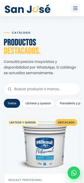 Catálogo de San José Gastronómicos visto en un celular